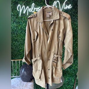 Vintage Together Tan/army green short utility Trench Coat
